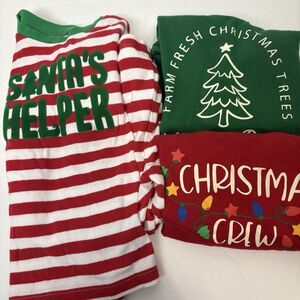 Toddler 2T Gender Neutral Christmas Bundle PJs Long Sleeve T-Shirts Red Green